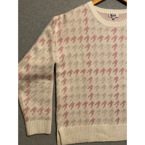 525 America Sweaters Women's L Pink Stretch Heavy Sparkles Crew Neck Long Sleeve - Picture 2 of 14